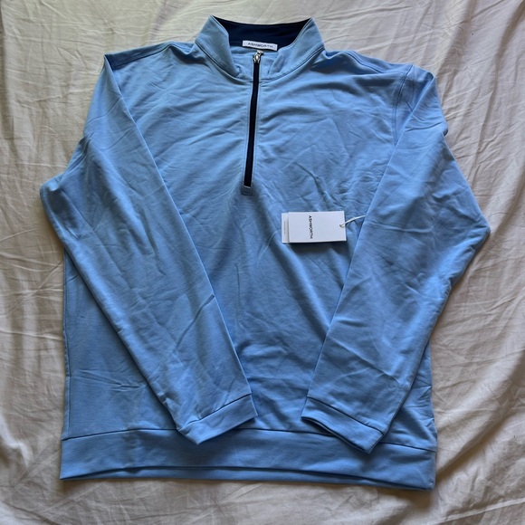 Ashworth French Terry 1/4 Zip Golf Sweater - Chambray Blue - Picture 3 of 5